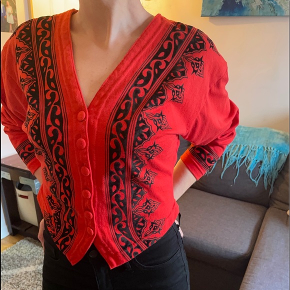 Sweaters - Size M Red Vintage Sweater Cardigan Circus Tamer Style
